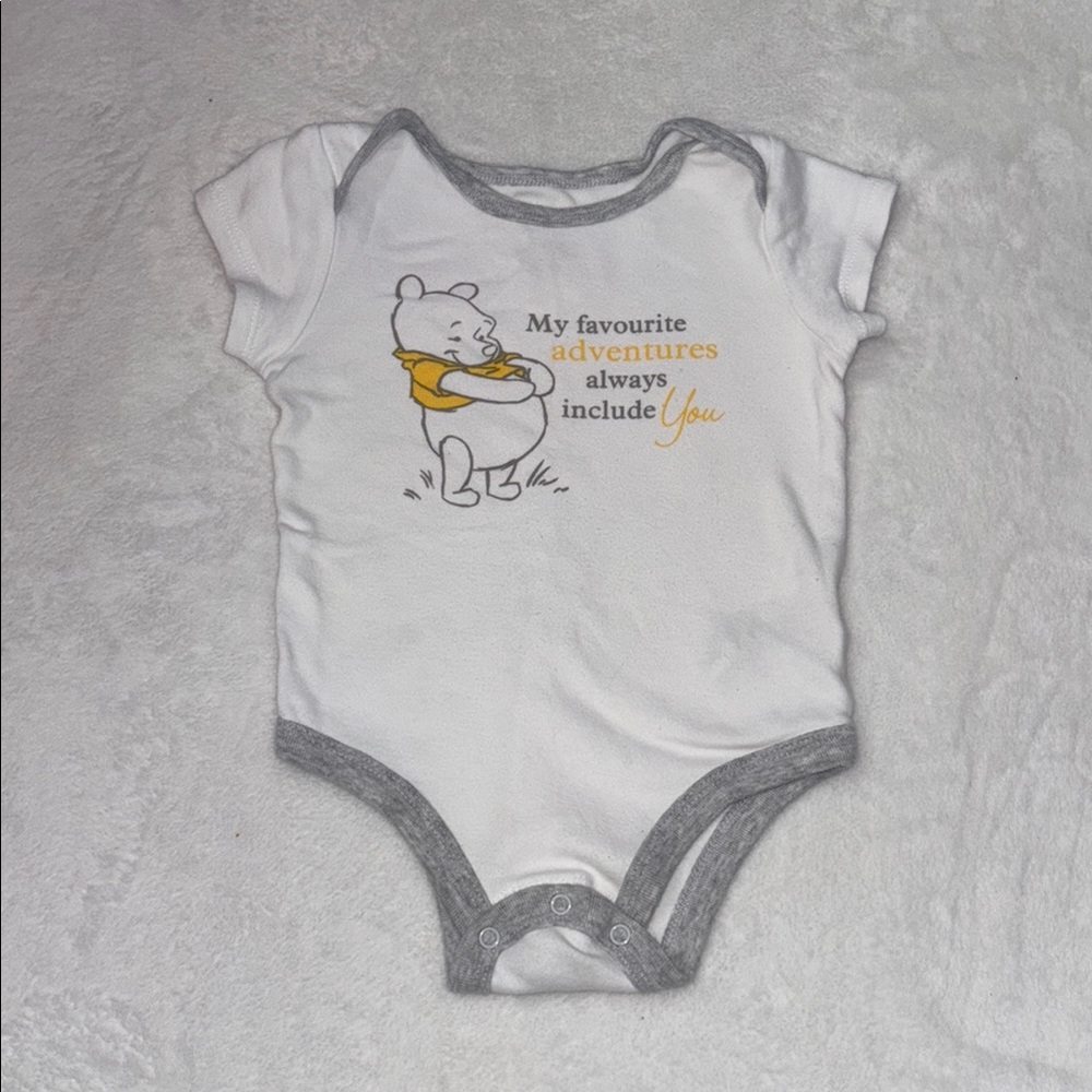 Disney 6-12 months White and Gray Winnie the Pooh One Piece bodysuit